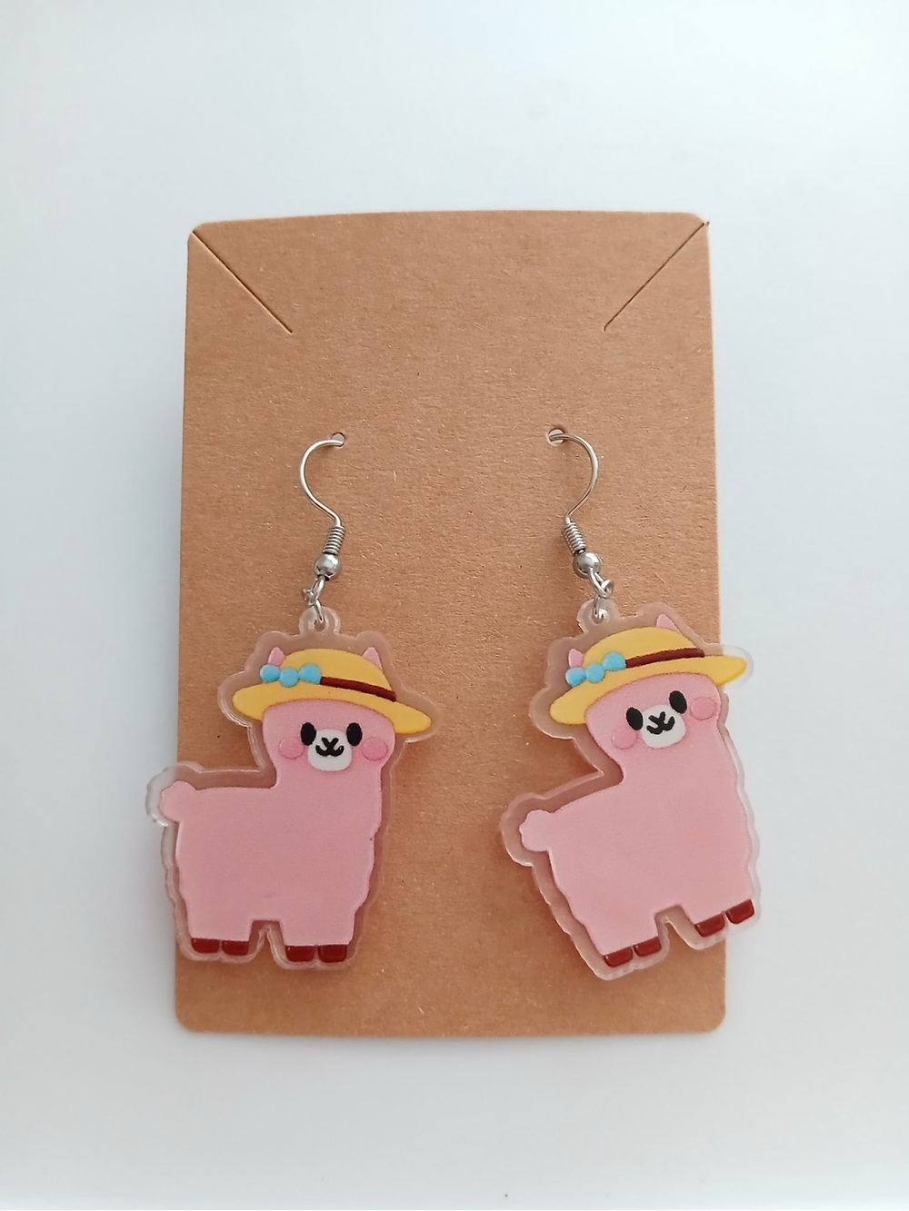 Fashion Jewelry Pink Alpaca Earrings with Yellow Hat